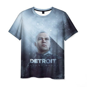 Мужская футболка 3D с принтом Detroit become human в Санкт-Петербурге, 100% полиэфир | прямой крой, круглый вырез горловины, длина до линии бедер | Тематика изображения на принте: dbh | detroit | gamer