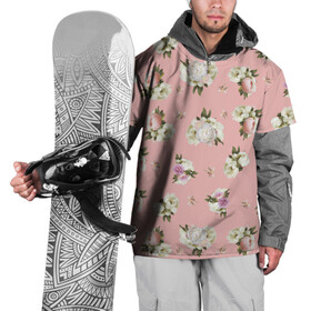 Накидка на куртку 3D с принтом Пионы розовые в Санкт-Петербурге, 100% полиэстер |  | Тематика изображения на принте: букет | пионы | розовый | розы | цветы