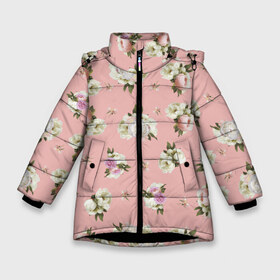 Зимняя куртка для девочек 3D с принтом Пионы розовые в Санкт-Петербурге, ткань верха — 100% полиэстер; подклад — 100% полиэстер, утеплитель — 100% полиэстер. | длина ниже бедра, удлиненная спинка, воротник стойка и отстегивающийся капюшон. Есть боковые карманы с листочкой на кнопках, утяжки по низу изделия и внутренний карман на молнии. 

Предусмотрены светоотражающий принт на спинке, радужный светоотражающий элемент на пуллере молнии и на резинке для утяжки. | букет | пионы | розовый | розы | цветы