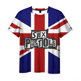 Мужская футболка 3D с принтом Sex Pistols в Санкт-Петербурге, 100% полиэфир | прямой крой, круглый вырез горловины, длина до линии бедер | англия | британия | панк | флаг