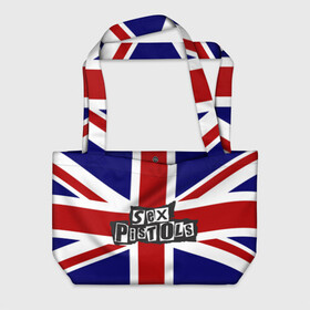 Пляжная сумка 3D с принтом Sex Pistols в Санкт-Петербурге, 100% полиэстер | застегивается на металлическую кнопку; внутренний карман застегивается на молнию. Стенки укреплены специальным мягким материалом, чтобы защитить содержимое от несильных ударов
 | англия | британия | панк | флаг