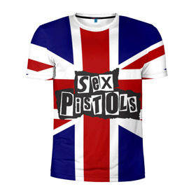 Мужская футболка 3D спортивная с принтом Sex Pistols в Санкт-Петербурге, 100% полиэстер с улучшенными характеристиками | приталенный силуэт, круглая горловина, широкие плечи, сужается к линии бедра | англия | британия | панк | флаг