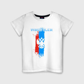 Детская футболка хлопок с принтом Борец в Санкт-Петербурге, 100% хлопок | круглый вырез горловины, полуприлегающий силуэт, длина до линии бедер | борец | борьба | россия | рф
