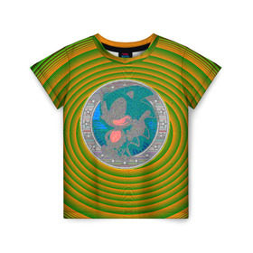Детская футболка 3D с принтом Ёжик в Санкт-Петербурге, 100% гипоаллергенный полиэфир | прямой крой, круглый вырез горловины, длина до линии бедер, чуть спущенное плечо, ткань немного тянется | nuckles | sonic | tails | наклз | соник | суперёжик