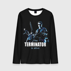 Мужской лонгслив 3D с принтом Terminator alive в Санкт-Петербурге, 100% полиэстер | длинные рукава, круглый вырез горловины, полуприлегающий силуэт | arnold schwarzenegger | арнольд шварценеггер | киборг | кино | терминатор
