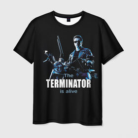 Мужская футболка 3D с принтом Terminator alive в Санкт-Петербурге, 100% полиэфир | прямой крой, круглый вырез горловины, длина до линии бедер | arnold schwarzenegger | арнольд шварценеггер | киборг | кино | терминатор