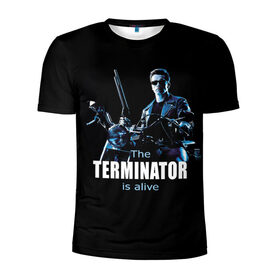 Мужская футболка 3D спортивная с принтом Terminator alive в Санкт-Петербурге, 100% полиэстер с улучшенными характеристиками | приталенный силуэт, круглая горловина, широкие плечи, сужается к линии бедра | arnold schwarzenegger | арнольд шварценеггер | киборг | кино | терминатор
