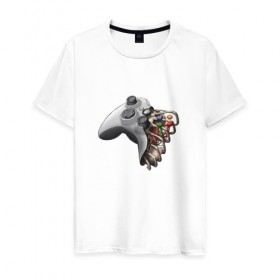 Мужская футболка хлопок с принтом joystick в Санкт-Петербурге, 100% хлопок | прямой крой, круглый вырез горловины, длина до линии бедер, слегка спущенное плечо. | 