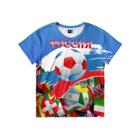 Детская футболка 3D с принтом Россия 2018 в Санкт-Петербурге, 100% гипоаллергенный полиэфир | прямой крой, круглый вырез горловины, длина до линии бедер, чуть спущенное плечо, ткань немного тянется | russia | россия | триколор | флаг россии | футбол | чемпионат мира по футболу | чм по футболу | чм россия