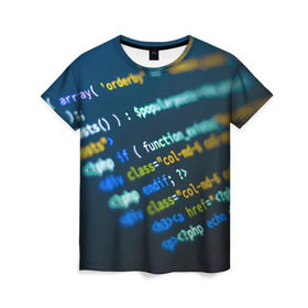 Женская футболка 3D с принтом Programming collection в Санкт-Петербурге, 100% полиэфир ( синтетическое хлопкоподобное полотно) | прямой крой, круглый вырез горловины, длина до линии бедер | c++ | html | php | код | компьютеры | программист | технологии | хакер | цифры