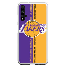 Чехол для Honor 20 с принтом Los angeles lakers NBA в Санкт-Петербурге, Силикон | Область печати: задняя сторона чехла, без боковых панелей | basketbal | basketball | la | lakers | los angeles | los angeles lakers | national | nba | анжелес | баскетбол | лос анджелес | лэйкерс | национальная бескетбольная ассоциация | нба | онил | шакил