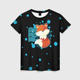 Женская футболка 3D с принтом Пушистая лиса в Санкт-Петербурге, 100% полиэфир ( синтетическое хлопкоподобное полотно) | прямой крой, круглый вырез горловины, длина до линии бедер | зверь | красный | легенда | лис | лиса | милые | миф | радуга | символ | сказка | существо | яркие