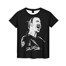 Женская футболка 3D с принтом Zlatan Ibrahimovic в Санкт-Петербурге, 100% полиэфир ( синтетическое хлопкоподобное полотно) | прямой крой, круглый вырез горловины, длина до линии бедер | football | златан ибрагимович | игрок | сборная швеции | футбол | футболист