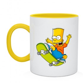 Кружка двухцветная с принтом Bart Simpson в Санкт-Петербурге, керамика | объем — 330 мл, диаметр — 80 мм. Цветная ручка и кайма сверху, в некоторых цветах — вся внутренняя часть | bart | family | homer | lisa | school | simpsons | springfield | анимация | барт | гомер | желтый | комедия | лентяй | лиза | мардж | мульт | мультфильм | мэгги | отец | пончик | ребенок | родители | семья | сериал | симпсоны | смех