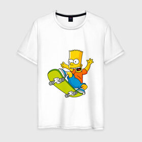 Мужская футболка хлопок с принтом Bart Simpson в Санкт-Петербурге, 100% хлопок | прямой крой, круглый вырез горловины, длина до линии бедер, слегка спущенное плечо. | bart | family | homer | lisa | school | simpsons | springfield | анимация | барт | гомер | желтый | комедия | лентяй | лиза | мардж | мульт | мультфильм | мэгги | отец | пончик | ребенок | родители | семья | сериал | симпсоны | смех