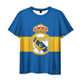 Мужская футболка 3D с принтом Реал Мадрид в Санкт-Петербурге, 100% полиэфир | прямой крой, круглый вырез горловины, длина до линии бедер | football | logo | real madrid | spain | sport | арт | испания | лига | лого | реал | спорт | текстура | фк | футбол | футбольный клуб | эмблема