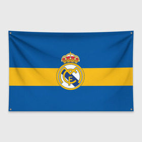 Флаг-баннер с принтом Реал Мадрид в Санкт-Петербурге, 100% полиэстер | размер 67 х 109 см, плотность ткани — 95 г/м2; по краям флага есть четыре люверса для крепления | football | logo | real madrid | spain | sport | арт | испания | лига | лого | реал | спорт | текстура | фк | футбол | футбольный клуб | эмблема
