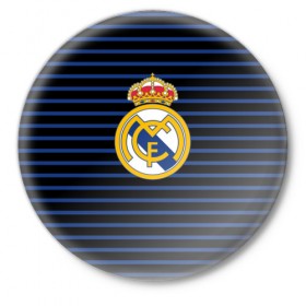 Значок с принтом Реал Мадрид в Санкт-Петербурге,  металл | круглая форма, металлическая застежка в виде булавки | Тематика изображения на принте: лого | полосы | реал мадрид | эмблема