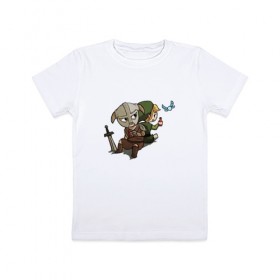 Детская футболка хлопок с принтом Skyim-Legend of Zelda в Санкт-Петербурге, 100% хлопок | круглый вырез горловины, полуприлегающий силуэт, длина до линии бедер | legend of zelda | довакин | зельда | линк | скайрим