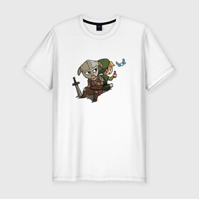 Мужская футболка хлопок Slim с принтом Skyim-Legend of Zelda  в Санкт-Петербурге, 92% хлопок, 8% лайкра | приталенный силуэт, круглый вырез ворота, длина до линии бедра, короткий рукав | legend of zelda | довакин | зельда | линк | скайрим