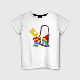 Детская футболка хлопок с принтом Bart Simpson в Санкт-Петербурге, 100% хлопок | круглый вырез горловины, полуприлегающий силуэт, длина до линии бедер | Тематика изображения на принте: bart simpson | арт | барт симпсон | зеркало | мультсериал | симпсоны | фотоаппарат