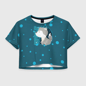 Женская футболка Cropp-top с принтом Wolf в Санкт-Петербурге, 100% полиэстер | круглая горловина, длина футболки до линии талии, рукава с отворотами | волк | дикий | зверь | легенда | милые | миф | радуга | символ | сказка | существо | яркие