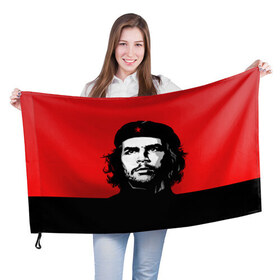 Флаг 3D с принтом Che Guevara в Санкт-Петербурге, 100% полиэстер | плотность ткани — 95 г/м2, размер — 67 х 109 см. Принт наносится с одной стороны | 