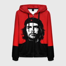 Мужская толстовка 3D на молнии с принтом Che Guevara в Санкт-Петербурге, 100% полиэстер | длина до линии бедра, манжеты и пояс оформлены мягкой тканевой резинкой, двухслойный капюшон со шнурком для регулировки, спереди молния, по бокам два кармана | Тематика изображения на принте: 