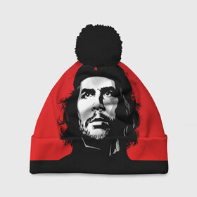 Шапка 3D c помпоном с принтом Che Guevara в Санкт-Петербурге, 100% полиэстер | универсальный размер, печать по всей поверхности изделия | 
