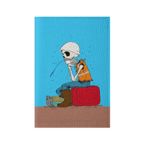 Обложка для паспорта матовая кожа с принтом Скелетон геодезист 3D в Санкт-Петербурге, натуральная матовая кожа | размер 19,3 х 13,7 см; прозрачные пластиковые крепления | surveyor | геодезист | геодезия | скелет | скелетон