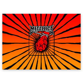 Поздравительная открытка с принтом Metallica в Санкт-Петербурге, 100% бумага | плотность бумаги 280 г/м2, матовая, на обратной стороне линовка и место для марки
 | Тематика изображения на принте: anger | fans | metall | metallica | st | альбом | альбома | группа | логотип | металл | металлика | обложка | фанат
