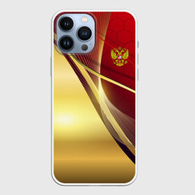 Чехол для iPhone 13 Pro Max с принтом RUSSIA SPORT: Red and Gold. в Санкт-Петербурге,  |  | Тематика изображения на принте: abstract | design | geometry | hexagon | red and black | russia | sport | texture | абстракция | геометрия | герб | дизайн | патриот | патриотизм | россия | русский | соты | спорт | текстура | шестиугольники