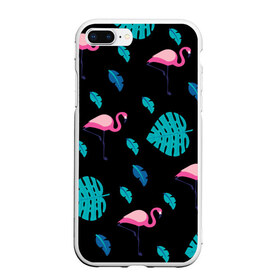 Чехол для iPhone 7Plus/8 Plus матовый с принтом Узор из фламинго в Санкт-Петербурге, Силикон | Область печати: задняя сторона чехла, без боковых панелей | африка | крылья | мода | прикольные | природа | птица | розовый | фламинго | цвет | яркие