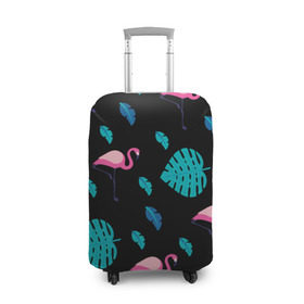 Чехол для чемодана 3D с принтом Узор из фламинго в Санкт-Петербурге, 86% полиэфир, 14% спандекс | двустороннее нанесение принта, прорези для ручек и колес | африка | крылья | мода | прикольные | природа | птица | розовый | фламинго | цвет | яркие