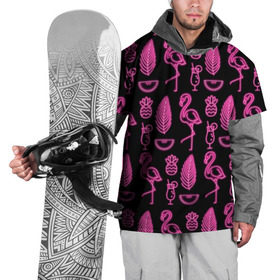 Накидка на куртку 3D с принтом Светящийся фламинго в Санкт-Петербурге, 100% полиэстер |  | Тематика изображения на принте: африка | крылья | мода | прикольные | природа | птица | розовый | фламинго | цвет | яркие