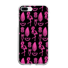 Чехол для iPhone 7Plus/8 Plus матовый с принтом Светящийся фламинго в Санкт-Петербурге, Силикон | Область печати: задняя сторона чехла, без боковых панелей | африка | крылья | мода | прикольные | природа | птица | розовый | фламинго | цвет | яркие