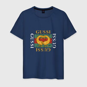 Мужская футболка хлопок с принтом GUSSI в Санкт-Петербурге, 100% хлопок | прямой крой, круглый вырез горловины, длина до линии бедер, слегка спущенное плечо. | 
