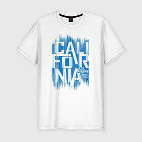 Мужская футболка премиум с принтом California в Санкт-Петербурге, 92% хлопок, 8% лайкра | приталенный силуэт, круглый вырез ворота, длина до линии бедра, короткий рукав | california | los angeles | америка | калифорния | лос анджелес | сша