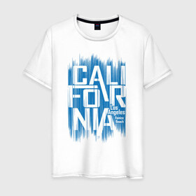 Мужская футболка хлопок с принтом California в Санкт-Петербурге, 100% хлопок | прямой крой, круглый вырез горловины, длина до линии бедер, слегка спущенное плечо. | california | los angeles | америка | калифорния | лос анджелес | сша
