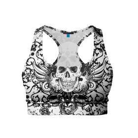 Женский спортивный топ 3D с принтом Grunge Skull в Санкт-Петербурге, 82% полиэстер, 18% спандекс Ткань безопасна для здоровья, позволяет коже дышать, не мнется и не растягивается |  | abstract | skull | абстракция | рисунок | узор | череп