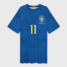 Платье-футболка 3D с принтом Coutinho away WC 2018 в Санкт-Петербурге,  |  | brazil | coutinho | cup champions | league | world | бразилия | коутиньо