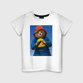 Детская футболка хлопок с принтом Паддингтон 2 в Санкт-Петербурге, 100% хлопок | круглый вырез горловины, полуприлегающий силуэт, длина до линии бедер | англия | вокзал | комедия | медведь | мультфильм | паддингтона 2 | фэнтези | шляпа