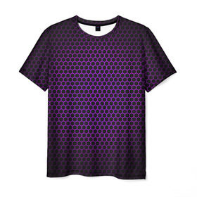 Мужская футболка 3D с принтом Металлическая сетка 3 в Санкт-Петербурге, 100% полиэфир | прямой крой, круглый вырез горловины, длина до линии бедер | Тематика изображения на принте: абстракция | геометрия | сетка | фигуры
