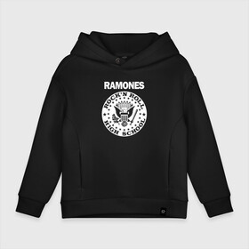 Детское худи Oversize хлопок с принтом Ramones в Санкт-Петербурге, френч-терри — 70% хлопок, 30% полиэстер. Мягкий теплый начес внутри —100% хлопок | боковые карманы, эластичные манжеты и нижняя кромка, капюшон на магнитной кнопке | группа | панк | рамон | рамонес | рамоунз | рамоунс | рок | хард