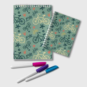 Блокнот с принтом Велосипед Текстура в Санкт-Петербурге, 100% бумага | 48 листов, плотность листов — 60 г/м2, плотность картонной обложки — 250 г/м2. Листы скреплены удобной пружинной спиралью. Цвет линий — светло-серый
 | Тематика изображения на принте: байк | велик | вело | велосипед | велосипеды | велоспорт | с велосипедом | спорт