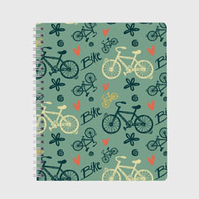 Тетрадь с принтом Велосипед Текстура в Санкт-Петербурге, 100% бумага | 48 листов, плотность листов — 60 г/м2, плотность картонной обложки — 250 г/м2. Листы скреплены сбоку удобной пружинной спиралью. Уголки страниц и обложки скругленные. Цвет линий — светло-серый
 | Тематика изображения на принте: байк | велик | вело | велосипед | велосипеды | велоспорт | с велосипедом | спорт