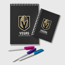 Блокнот с принтом Vegas Golden Knights в Санкт-Петербурге, 100% бумага | 48 листов, плотность листов — 60 г/м2, плотность картонной обложки — 250 г/м2. Листы скреплены удобной пружинной спиралью. Цвет линий — светло-серый
 | Тематика изображения на принте: 