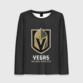 Женский лонгслив 3D с принтом Vegas Golden Knights в Санкт-Петербурге, 100% полиэстер | длинные рукава, круглый вырез горловины, полуприлегающий силуэт | 