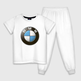 Детская пижама хлопок с принтом BMW в Санкт-Петербурге, 100% хлопок |  брюки и футболка прямого кроя, без карманов, на брюках мягкая резинка на поясе и по низу штанин
 | bmw | logo | бмв | логотип бмв