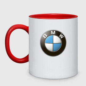 Кружка двухцветная с принтом BMW в Санкт-Петербурге, керамика | объем — 330 мл, диаметр — 80 мм. Цветная ручка и кайма сверху, в некоторых цветах — вся внутренняя часть | bmw | logo | бмв | логотип бмв